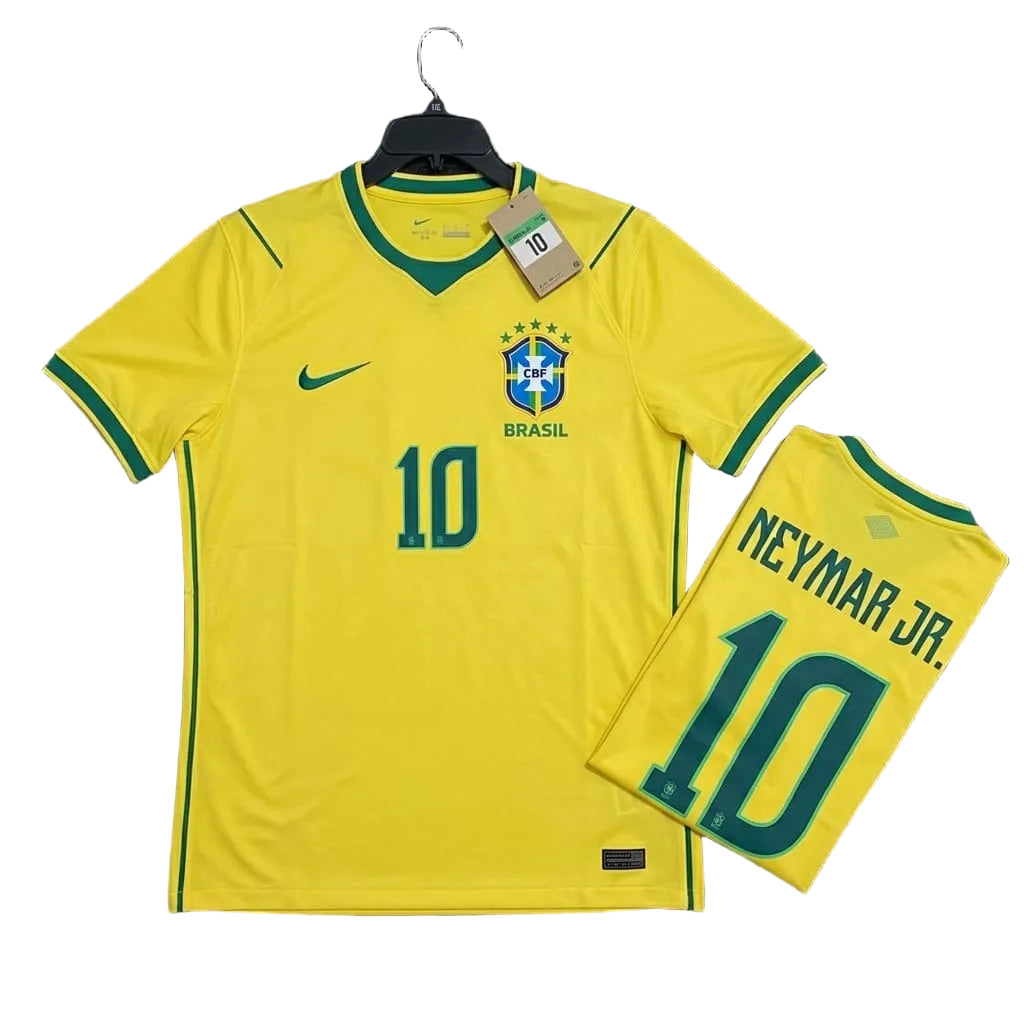 Brazil National Football Team Home Jersey front with folded back showing player name and number | Athelex Pakistan