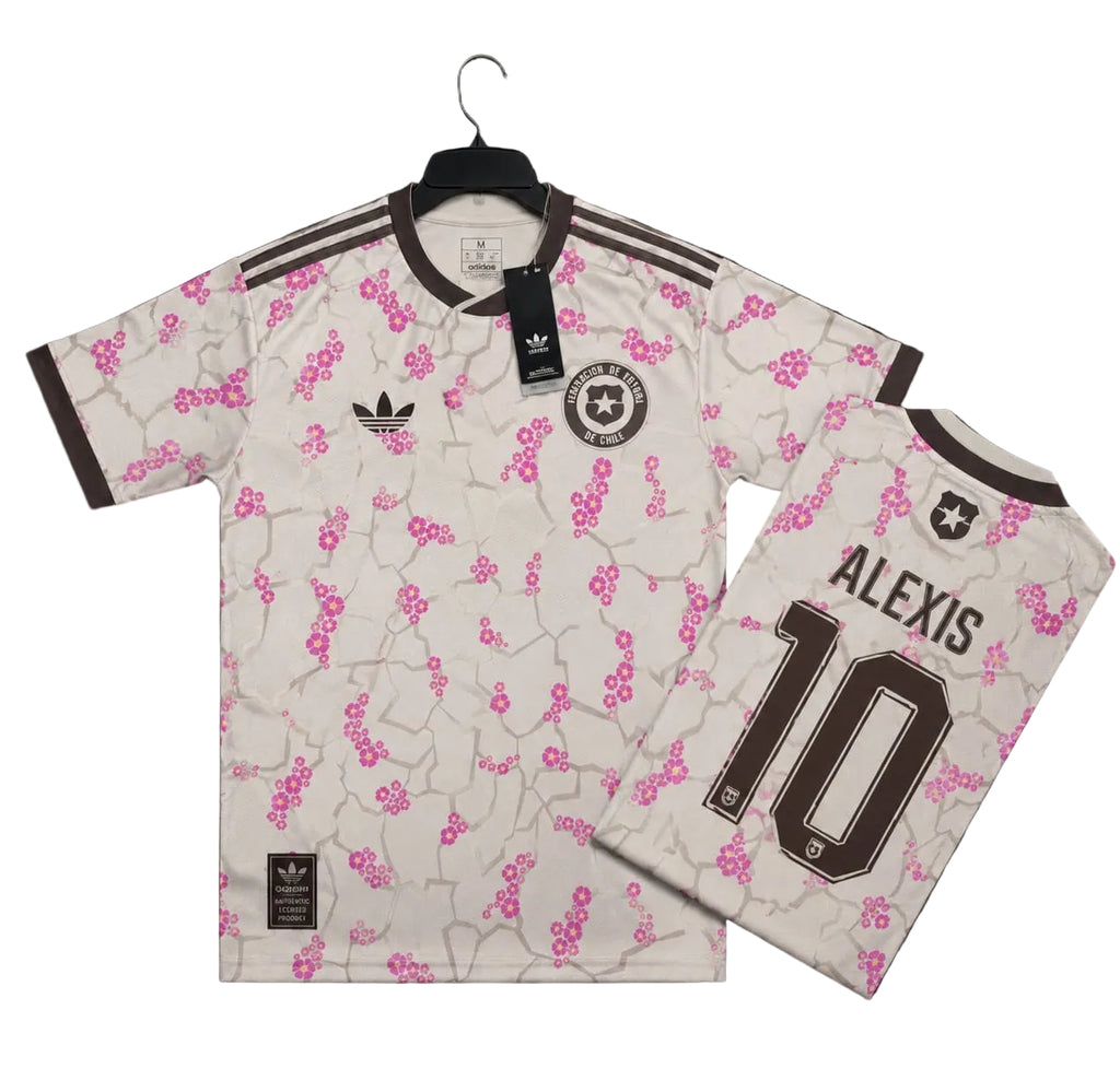 Chile Pink Floral Special Edition Jersey front with folded back showing player name and number | Athelex Pakistan
