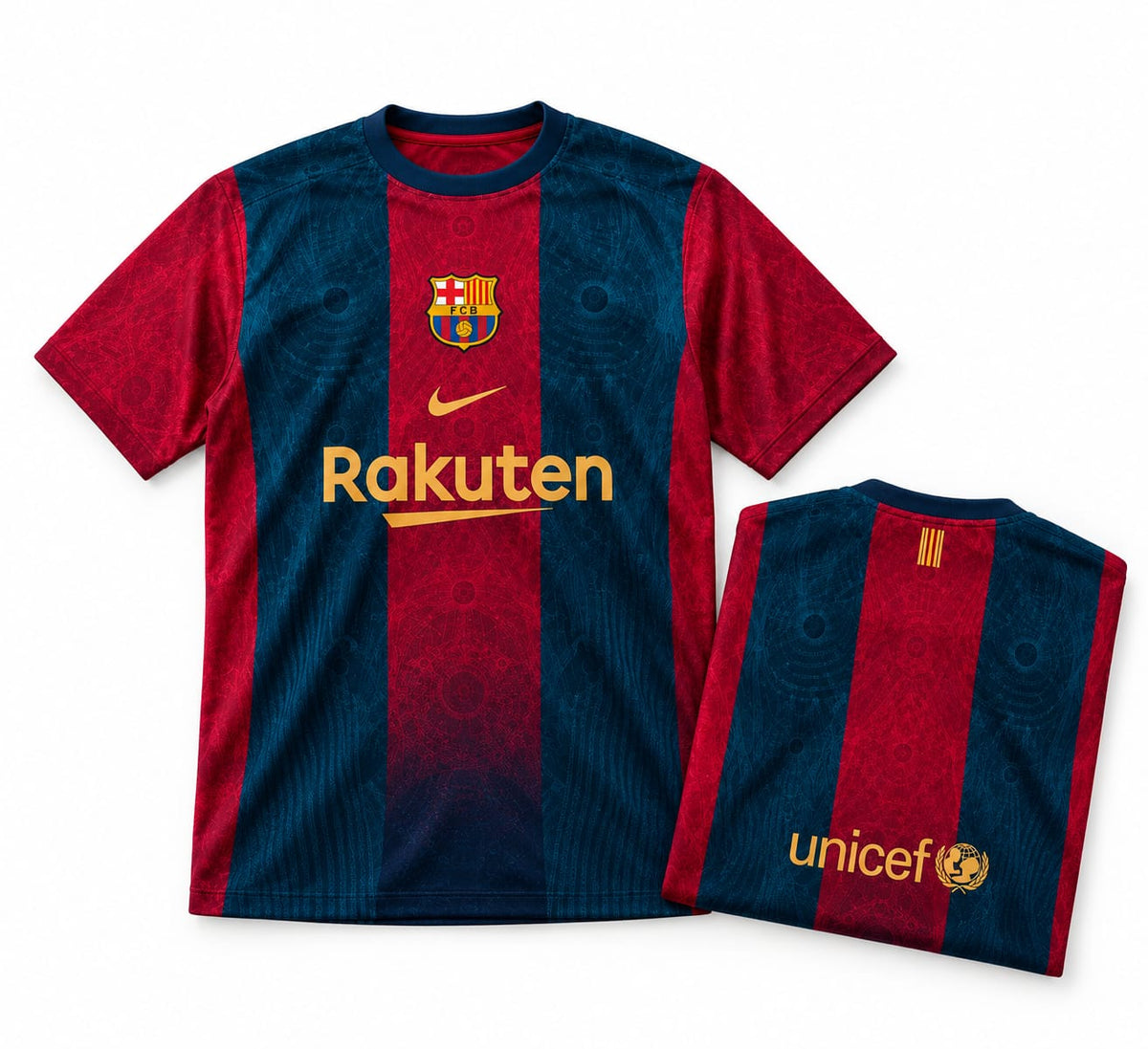 Barcelona Sagrada Familia Jersey 2021 front with folded back showing player name and number | Athelex Pakistan