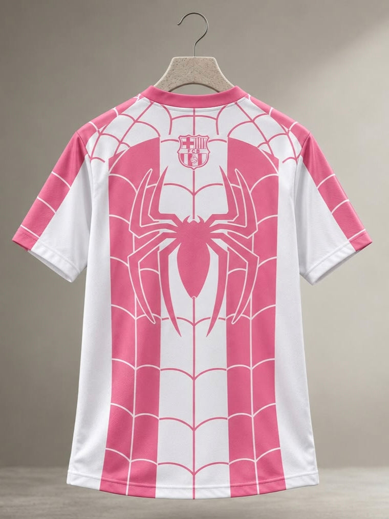 FC Barcelona x Spider-Man Pink Concept Jersey back view | Athelex Pakistan