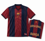 Barcelona Retro Skeleton Jersey 2000/01 front with folded back showing player name and number | Athelex Pakistan