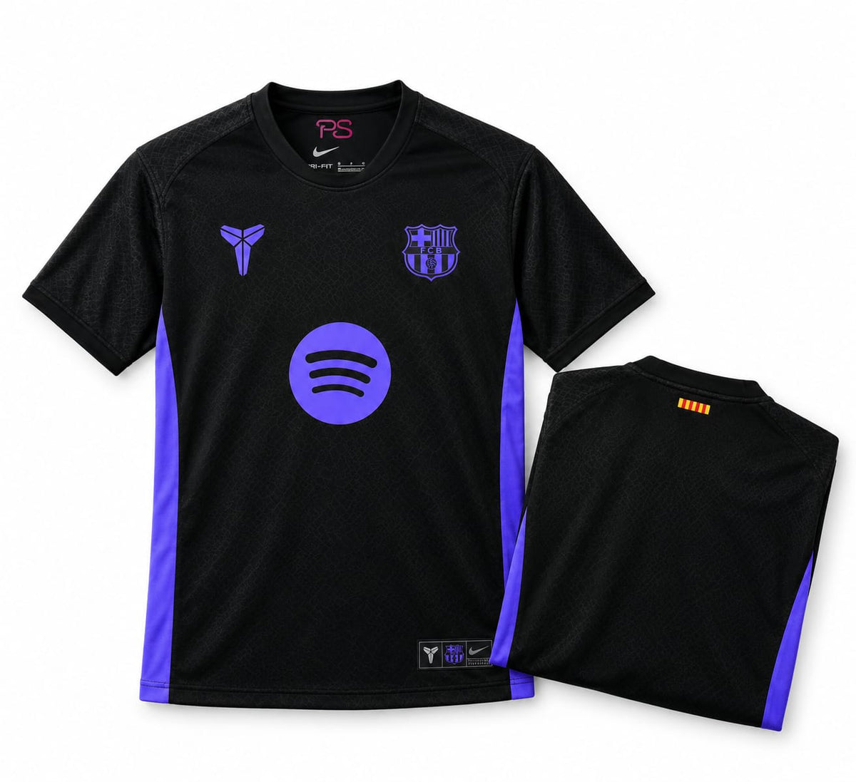 FC Barcelona x Kobe Bryant Pre-Match Away Shirt 25/26 front with folded back showing player name and number | Athelex Pakistan