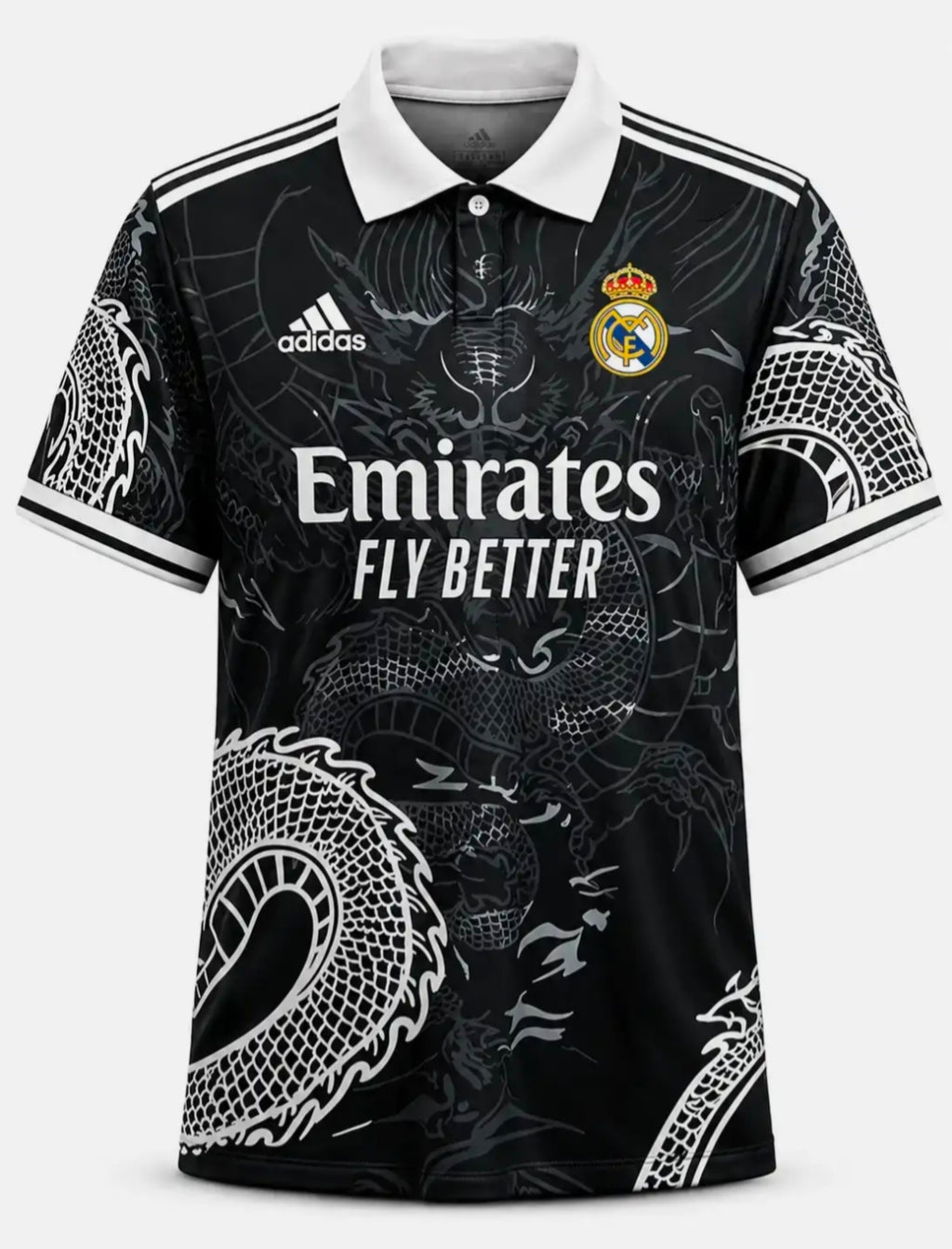 Real Madrid Black Dragon Jersey 2023/24 front view | Athelex Pakistan